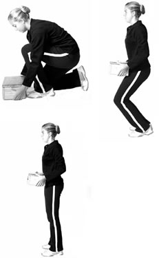 Proper lifting and carrying technique sequence