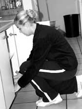 Correct kneeling posture for low-level chores