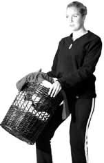 Incorrect posture holding basket away from body