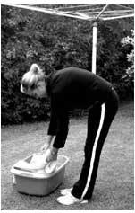 Incorrect bending posture while doing chores