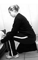 Correct squatting posture for back care