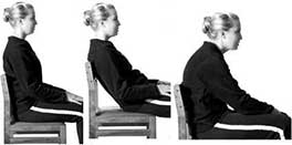 Correct sitting posture comparing slouched and slouching positions