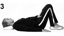 Supine hooklying posture for lower back rehabilitation exercise