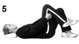 Supine single knee to chest back stretch exercise