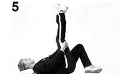 Supine single leg hamstring stretch exercise