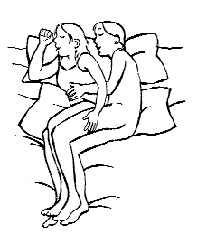 Side lying spooning position for low back pain relief