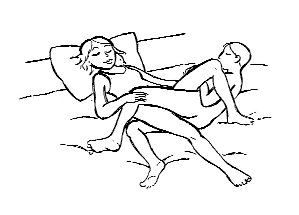 Reclined back position for female back pain relief