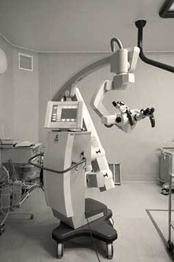 Surgical operating microscope in neurosurgery theatre