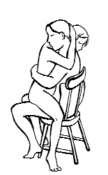 Seated chair position for male back pain relief