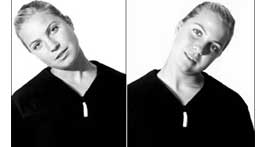 Woman demonstrating active neck side flexion stretch exercise
